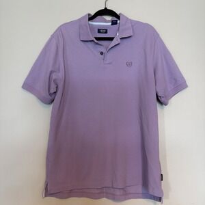 IZOD Silkwash Mens Polo Shirt Lavender Purple Short Sleeve Cotton Large Logo